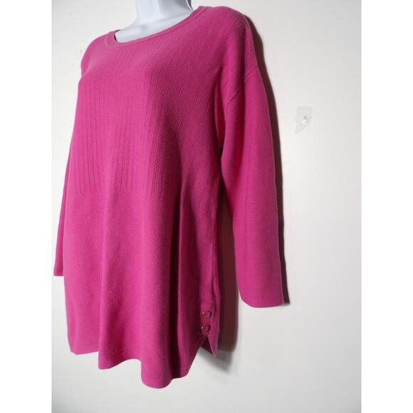 Talbots Plus X (XL) Sweater Pink Tight Knit Pullover Valentines Gold Buttons - Picture 4 of 11